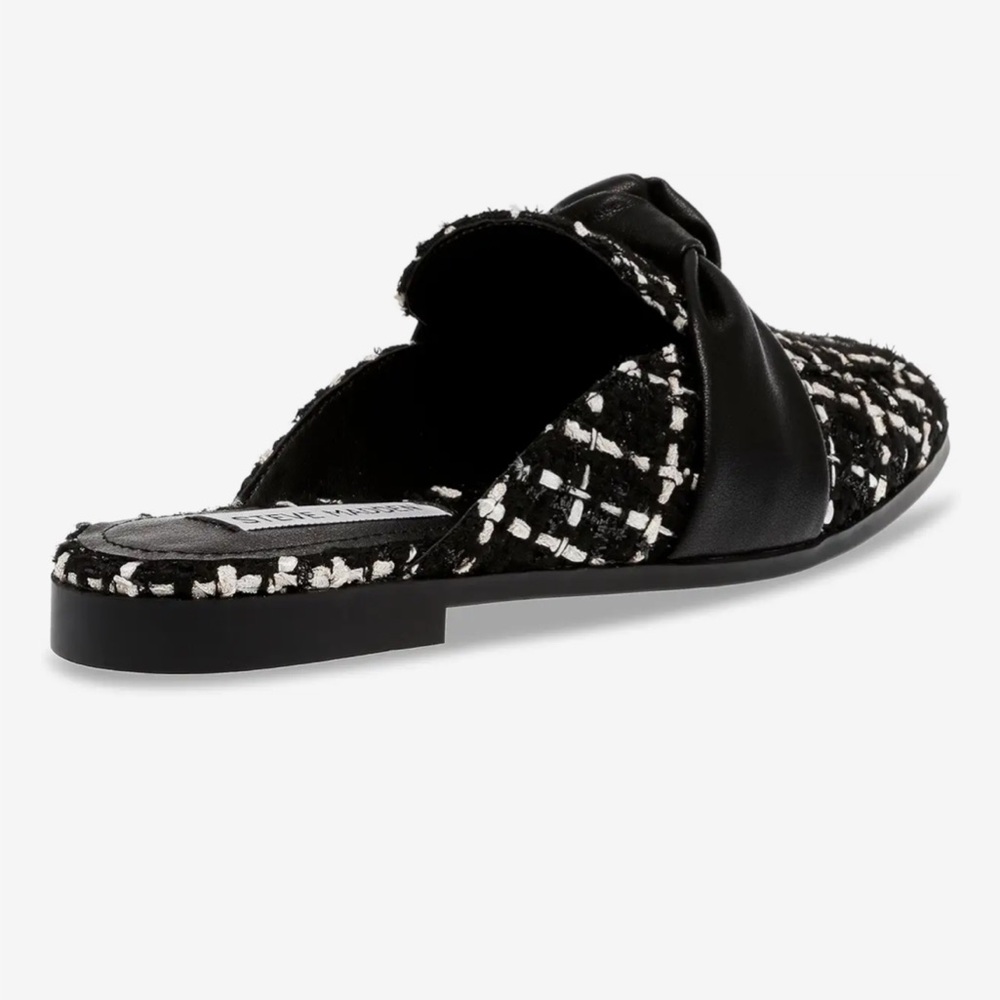 Steve Madden Women's Black and White Tweed “Chart” Slip-On Mule Shoes - Picture 5 of 7